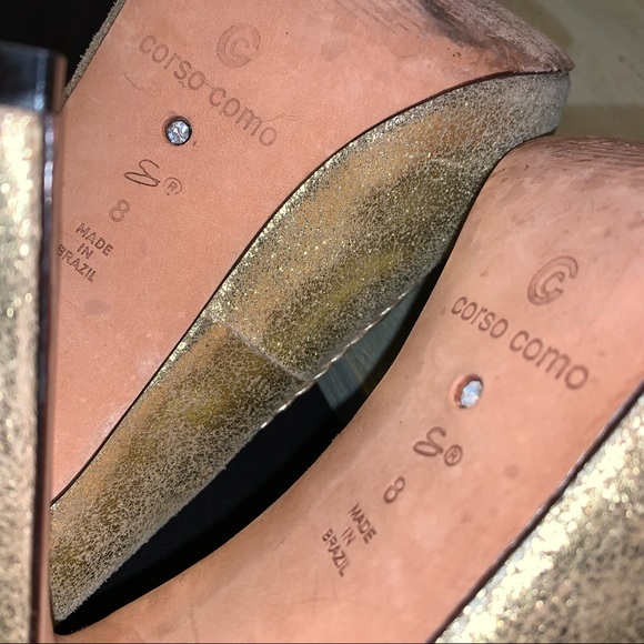 Cordon Como Gold Leather Platform Heels Made in Brazil 8 - Picture 7 of 9